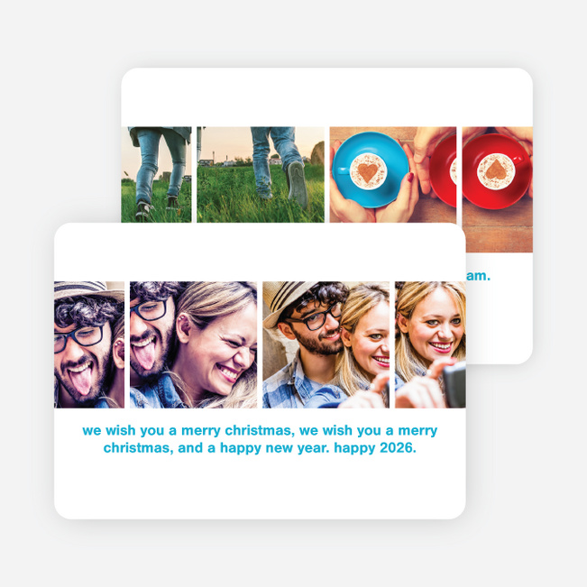 Photo Strip Family Christmas Cards - Blue