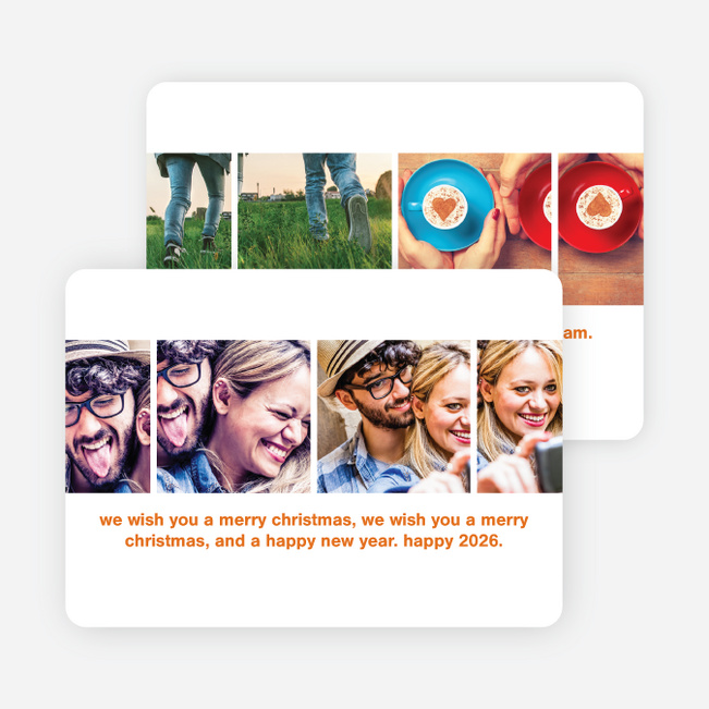 Photo Strip Family Christmas Cards - Orange