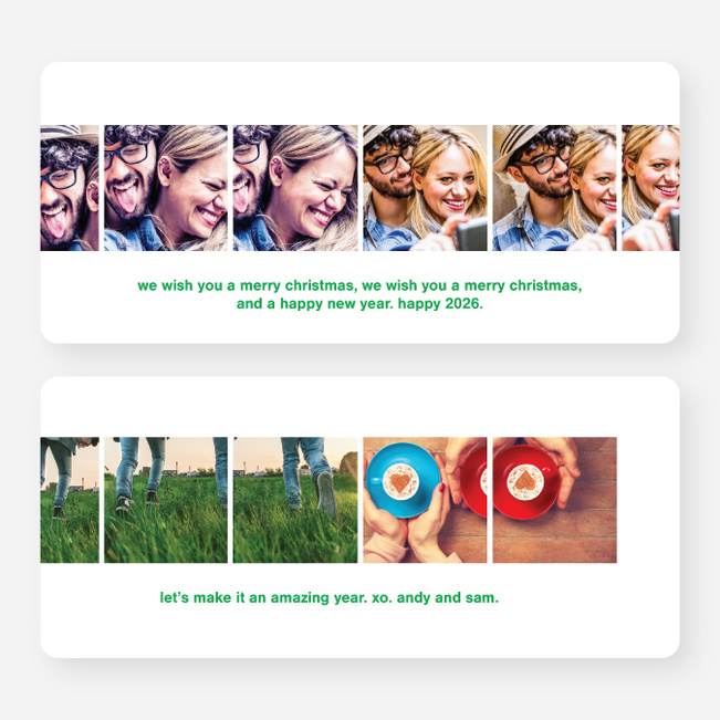 Photo Strip Family Christmas Cards - Green