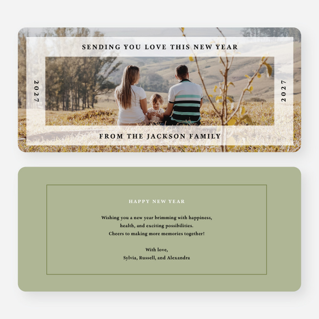 Mod Frame New Year Cards and Invitations - Green