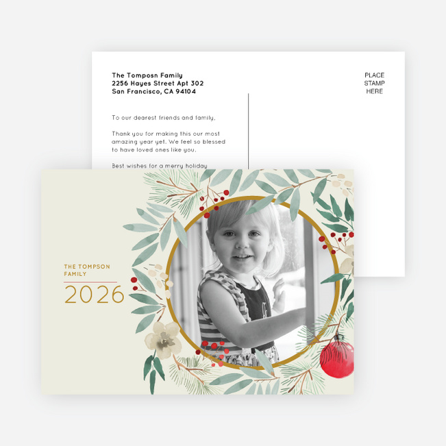 Classic Wreath Holiday Cards and Invitations - Multi