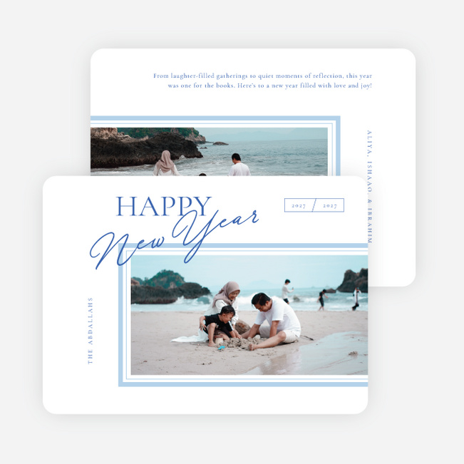 Finely Lined New Year Cards and Invitations - Blue