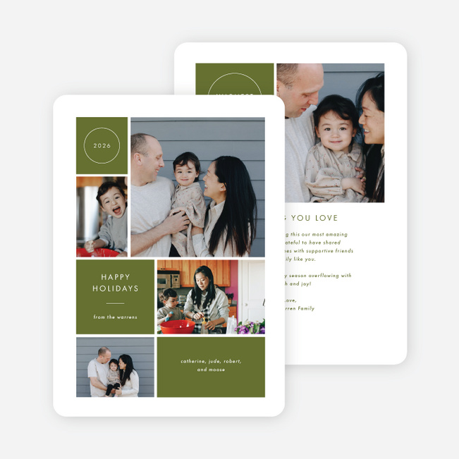 Memory Mosaic Holiday Cards and Invitations - Green