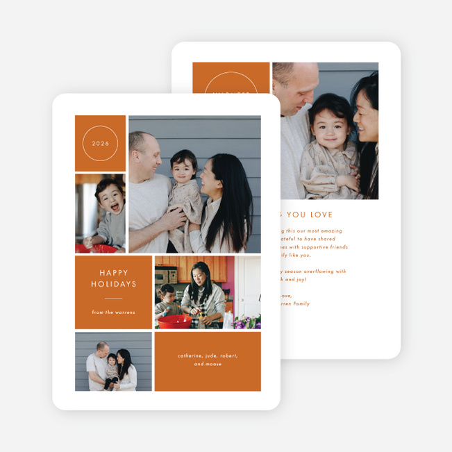 Memory Mosaic Holiday Cards and Invitations - Orange