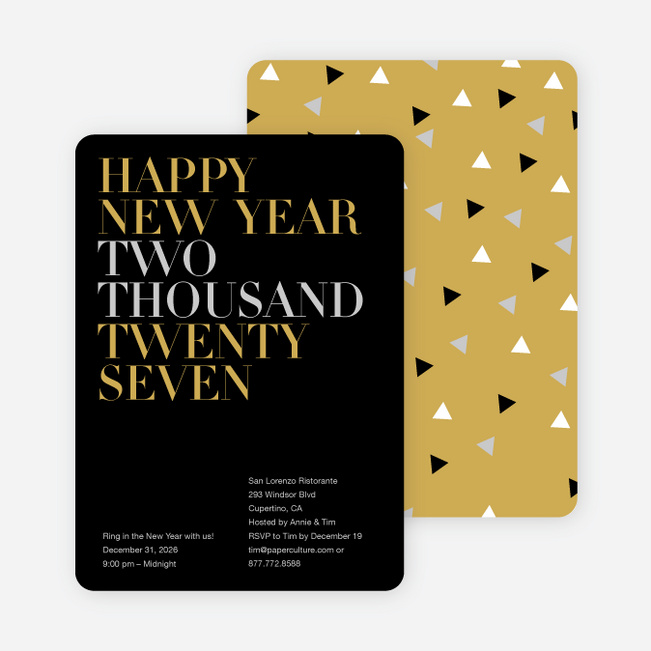 Bold New Year’s Eve Party Invitations - Charcoal