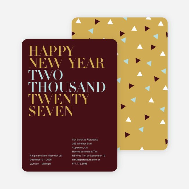 Bold New Year’s Eve Party Invitations - Sangria