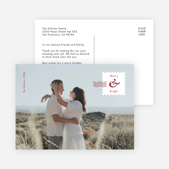 Brightly Stamped Holiday Cards and Invitations - Red