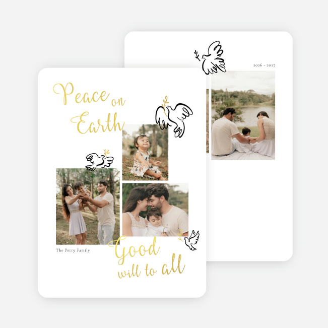 Foil Peace by Piece Christmas Cards - Yellow