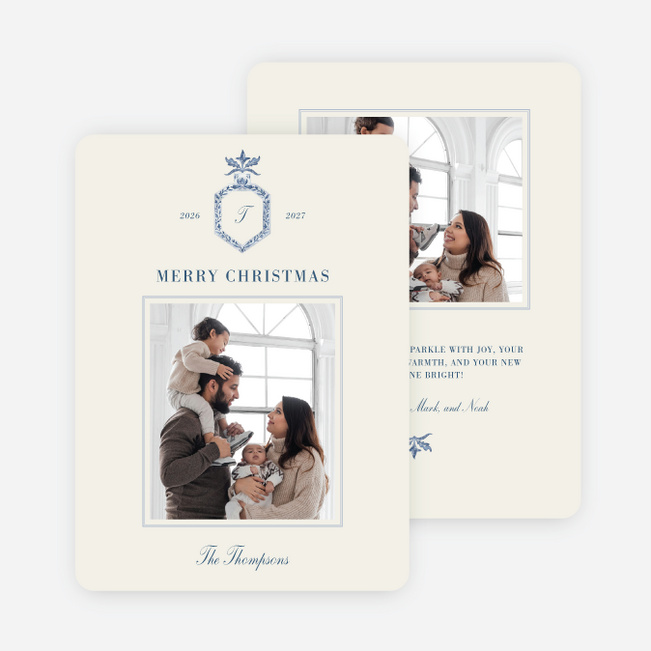 Initial Greeting Christmas Cards - Yellow