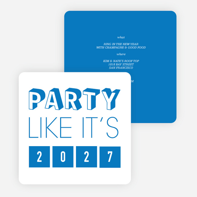 Retro New Year’s Party Invitations - Blue