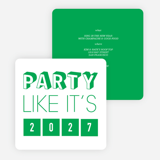 Retro New Year’s Party Invitations - Green