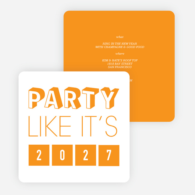 Retro New Year’s Party Invitations - Orange