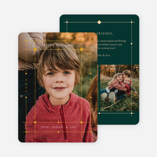 Deco Accent Holiday Cards and Invitations - Green