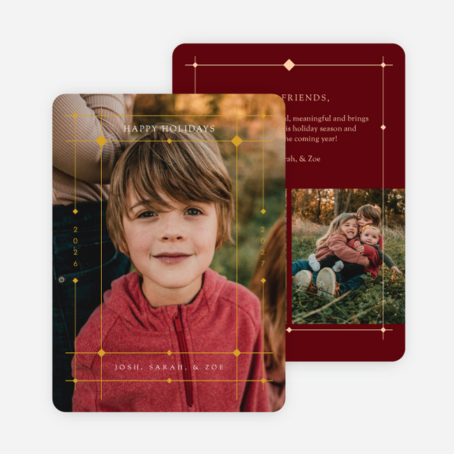 Deco Accent Holiday Cards and Invitations - Red