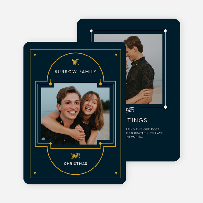 Deco Capsule Holiday Cards and Invitations - Blue