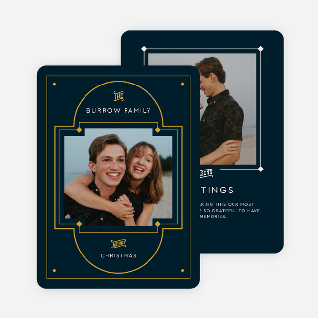 Deco Capsule Holiday Cards and Invitations - Blue