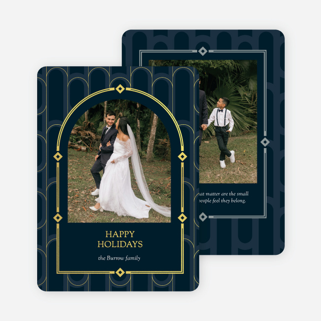 Foil Deco Arches Holiday Cards and Invitations - Yellow