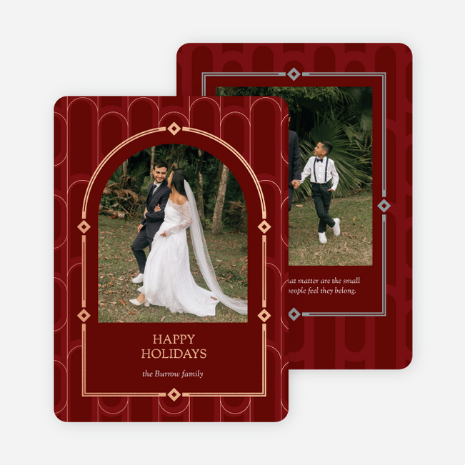 Foil Deco Arches Holiday Cards and Invitations - Pink