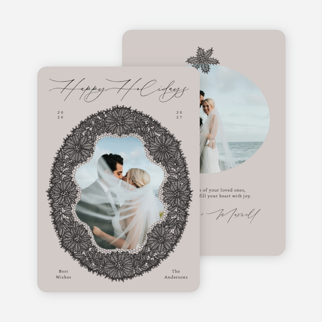 Heirloom Lace Holiday Cards and Invitations - Beige