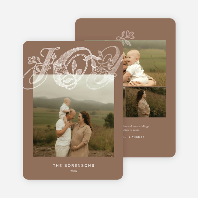Joyful Lace Holiday Cards and Invitations - Brown