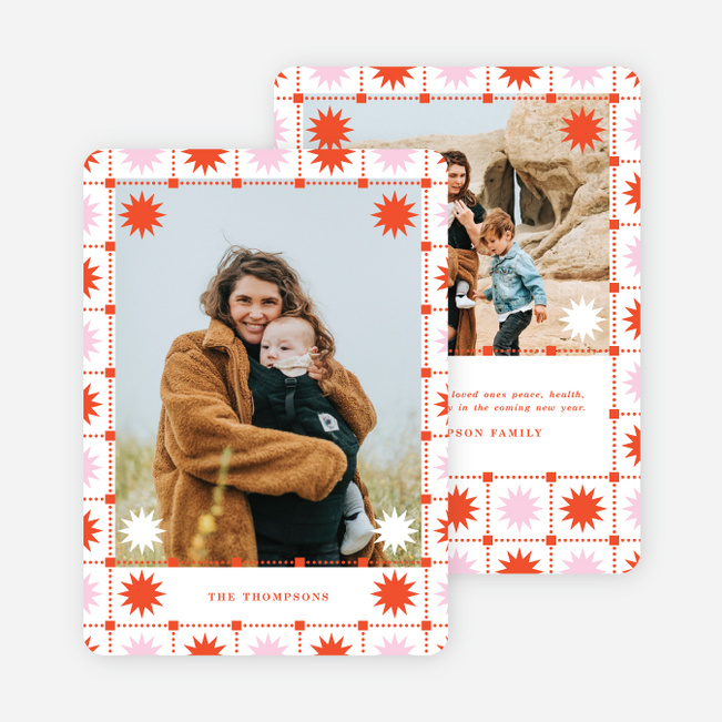 Patchwork Star Holiday Cards and Invitations - Red