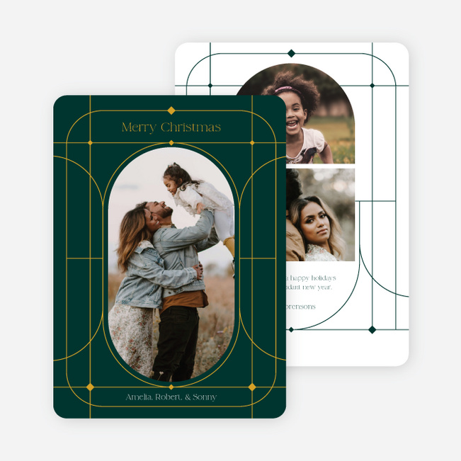 Rounded Deco Christmas Cards - Green