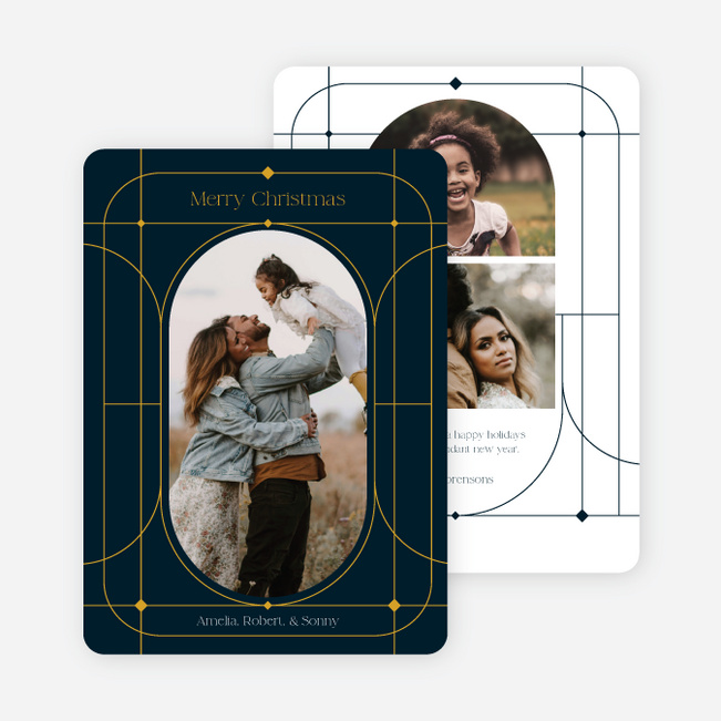 Rounded Deco Christmas Cards - Blue