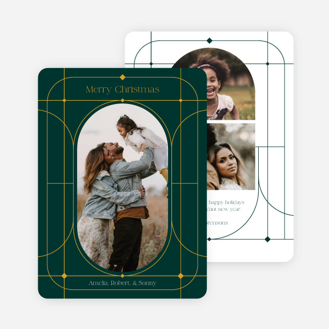 Rounded Deco Christmas Cards - Green