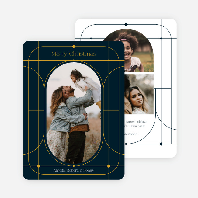 Rounded Deco Christmas Cards - Blue