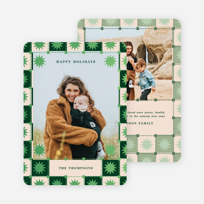 Celestial Tile Holiday Cards and Invitations - Green