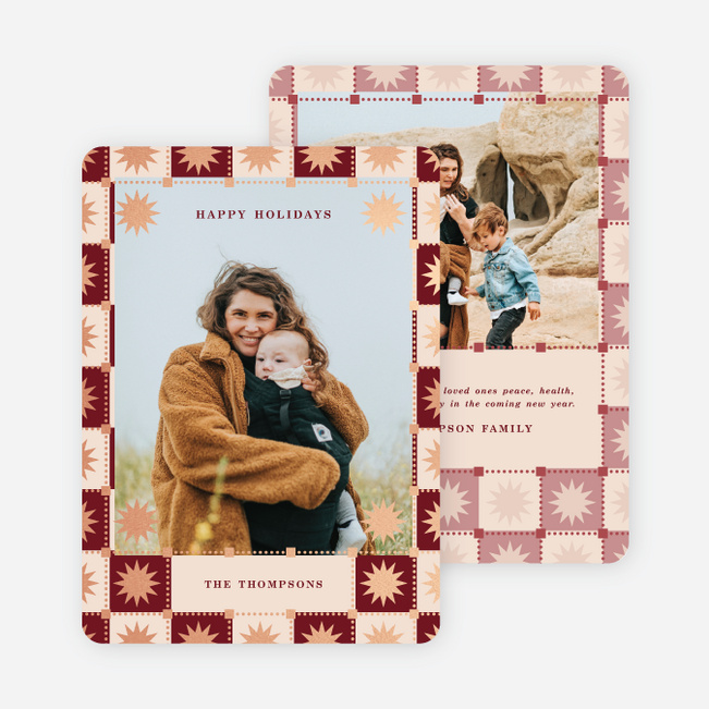 Celestial Tile Holiday Cards and Invitations - Pink