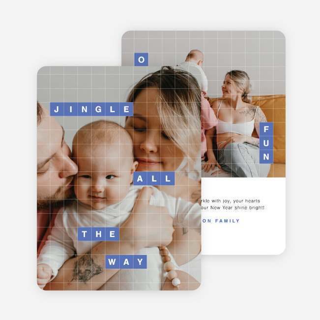 Crossword Cheer Holiday Cards and Invitations - Blue
