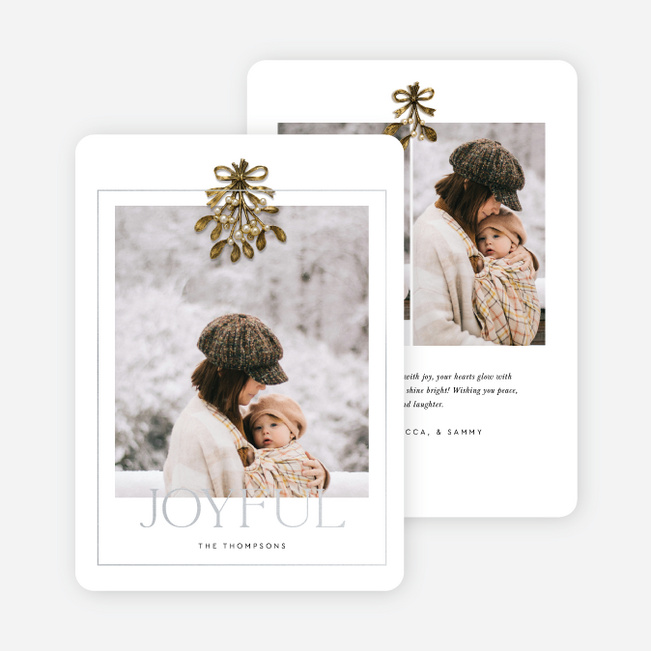 Foil Brooch Frame Holiday Cards and Invitations - Gray