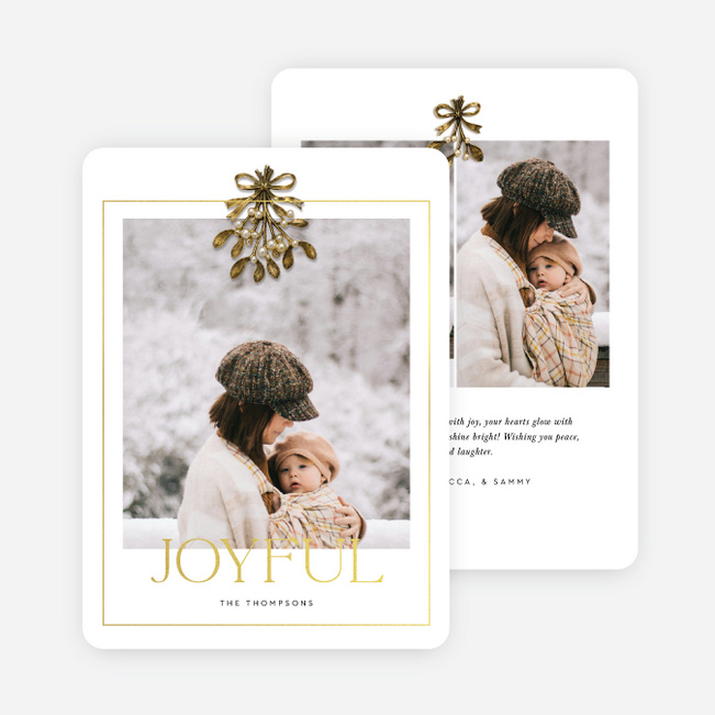 Foil Brooch Frame Holiday Cards and Invitations - Yellow