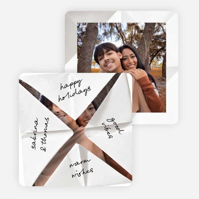 Fortune Fold Holiday Cards and Invitations - White