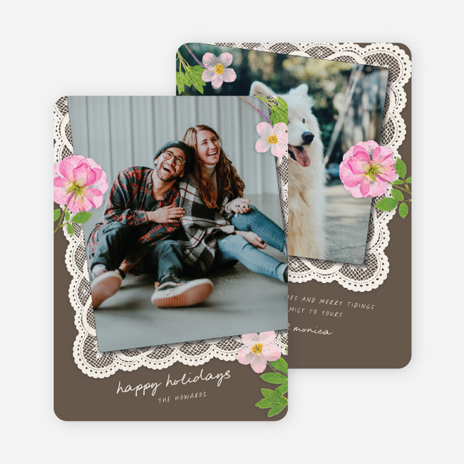 Lace Meadow Holiday Cards and Invitations - Brown