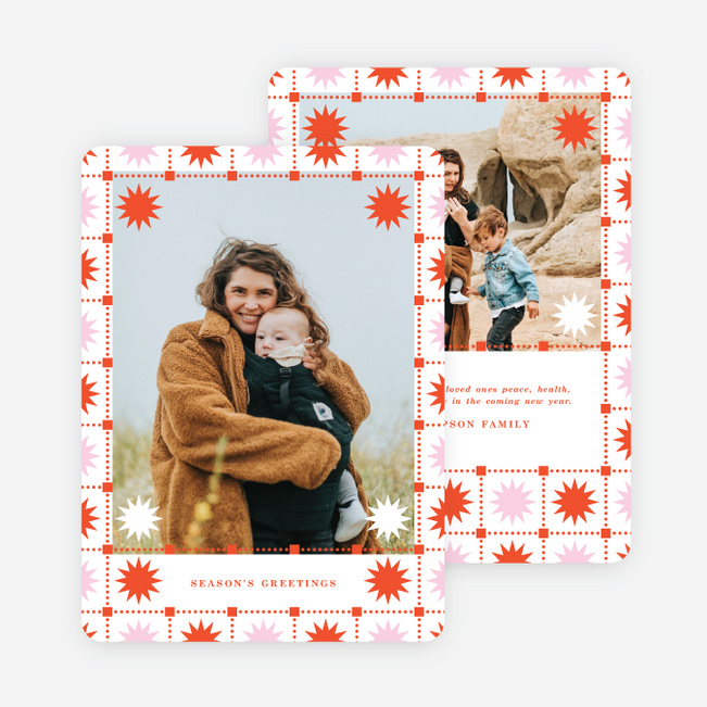 Patchwork Star Holiday Cards and Invitations - Red