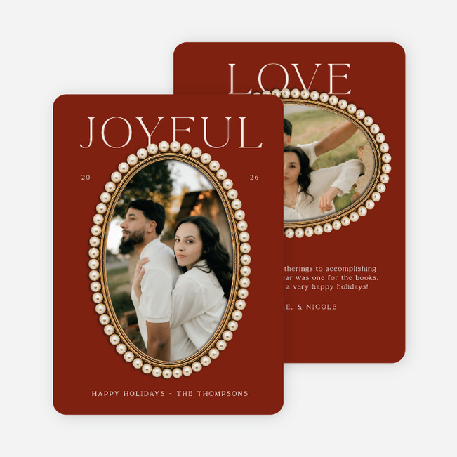 Pearl Border Holiday Cards and Invitations - Red