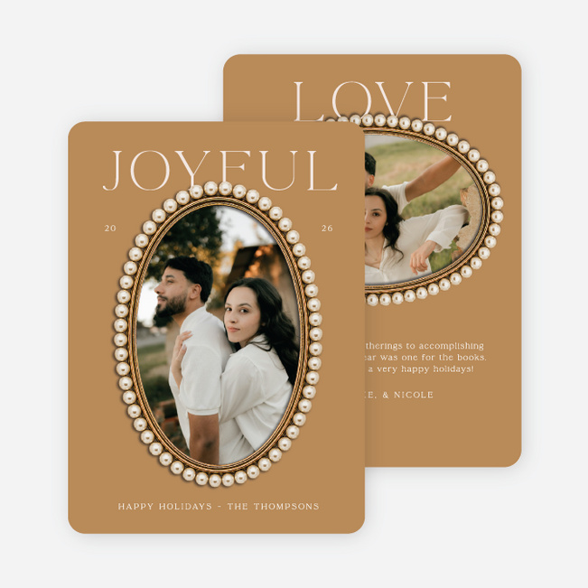 Pearl Border Holiday Cards and Invitations - Yellow