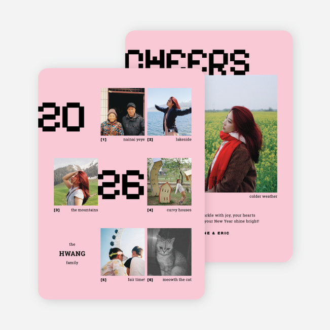 Pixel Archive Holiday Cards and Invitations - Pink