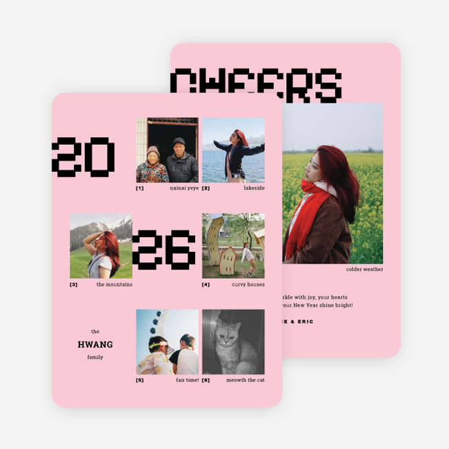 Pixel Archive Holiday Cards and Invitations - Pink
