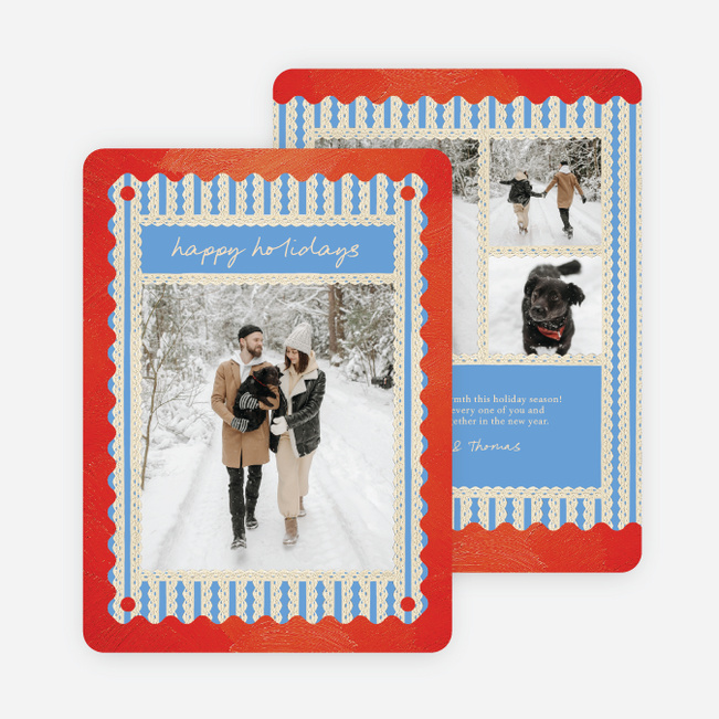 Scalloped Lace Holiday Cards and Invitations - Multi