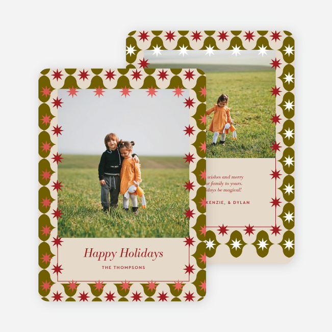 Stellar Border Holiday Cards and Invitations - Red