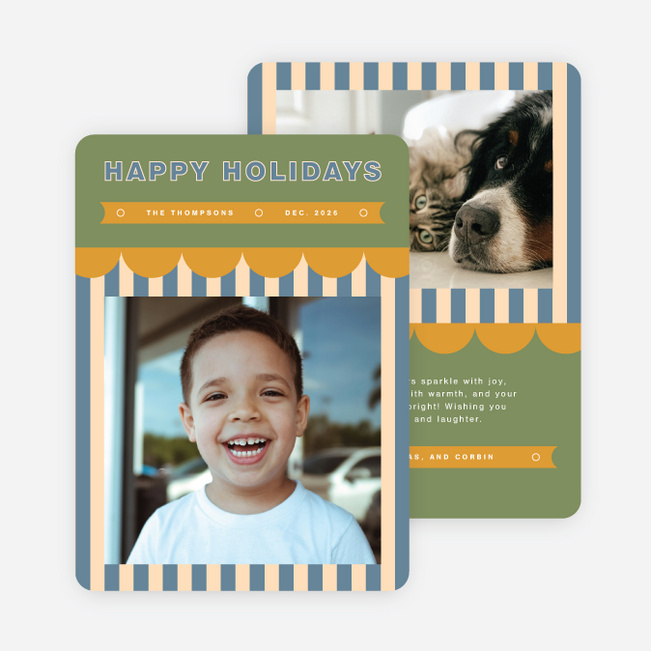 Carnival Stripe Holiday Cards and Invitations - Multi
