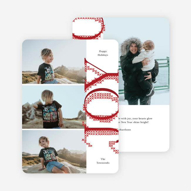 Joy Stitches Holiday Cards and Invitations - Red