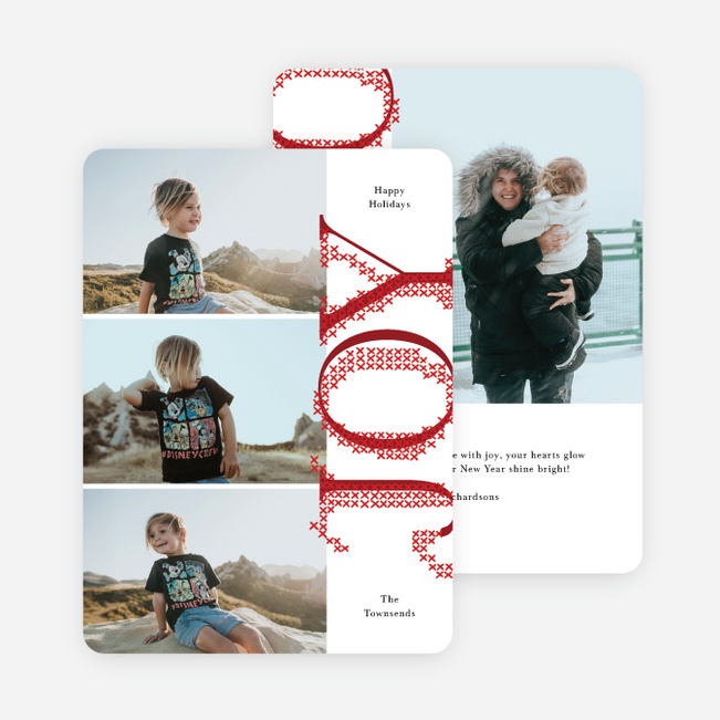 Joy Stitches Holiday Cards and Invitations - Red