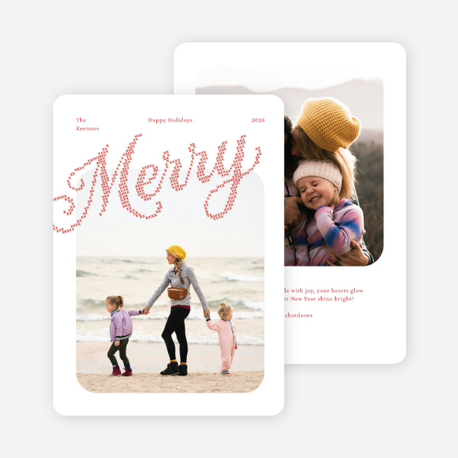 Merry Stitches Holiday Cards and Invitations - Red