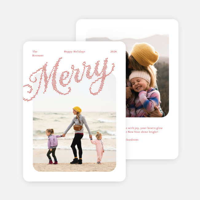 Merry Stitches Holiday Cards and Invitations - Red