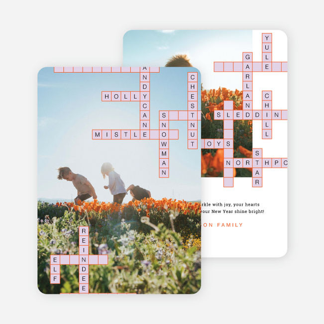 Puzzle Grid Holiday Cards and Invitations - Pink