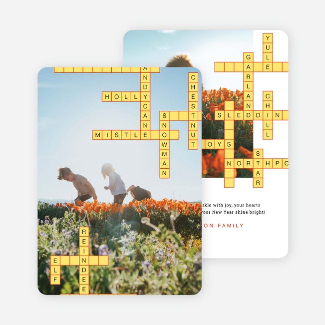 Puzzle Grid Holiday Cards and Invitations - Yellow